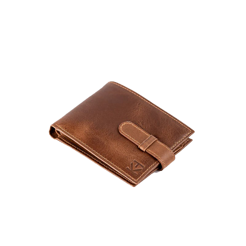 Billetera de Cuero con pasador color Café - Trauko