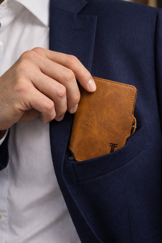 Billetera | Trifold Pop-up | Cuero Marrón | Anticlonación RFID