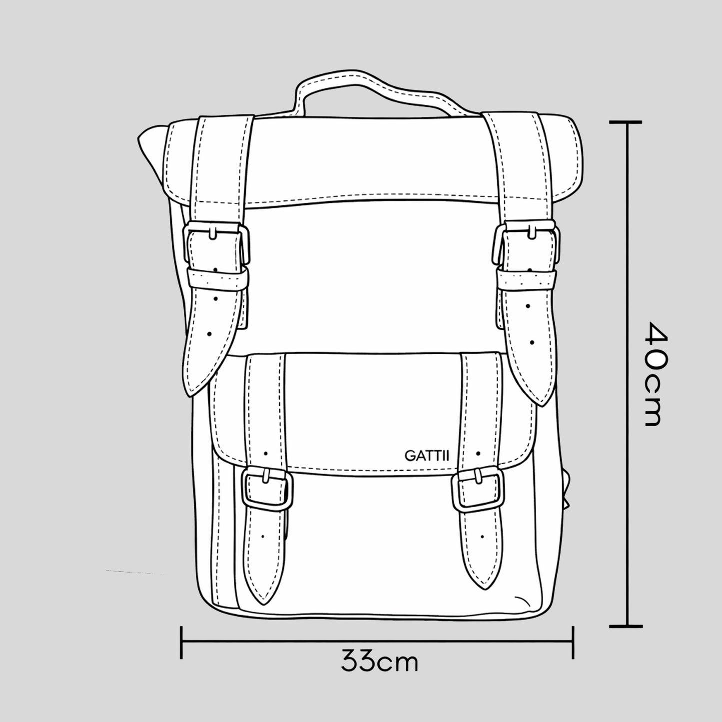 Mochila | Cuero Graso | Café | Rústica