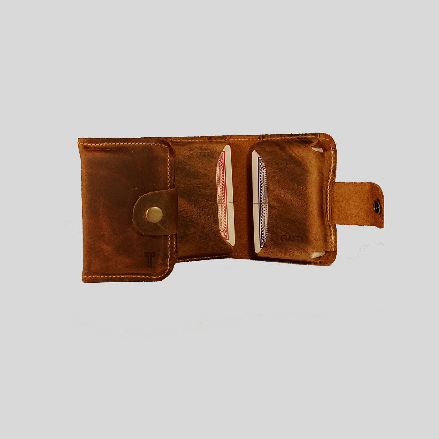 Estuche | Juego de Naipes | Baraja Francesa/Inglesa | Cuero | Café