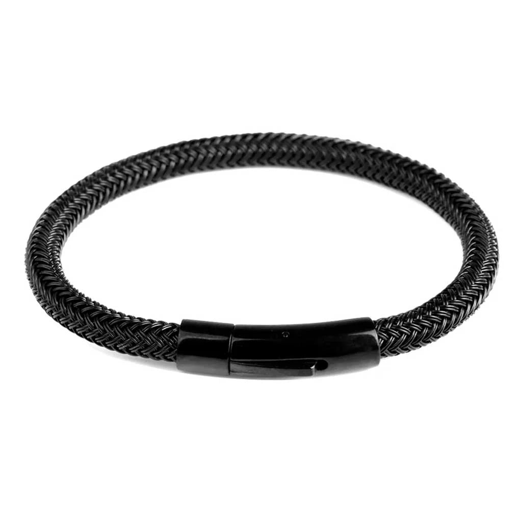 Pulsera de Acero Negro Trenzado con Broche a presión (20 y 18 cm)