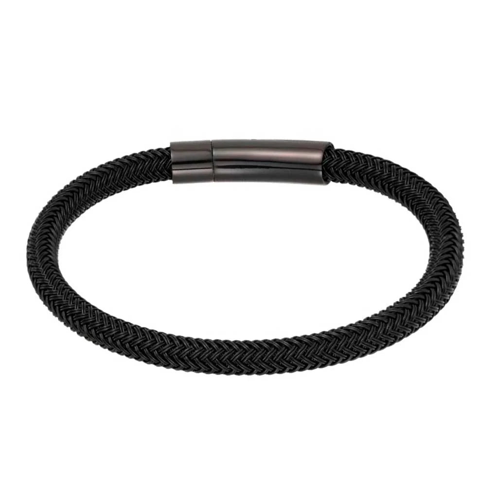 Pulsera de Acero Negro Trenzado con Broche a presión (20 y 18 cm)