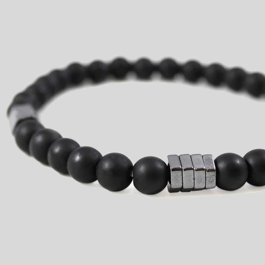 Pulsera | Piedra Ónix Brillante Elegante (Elástica)