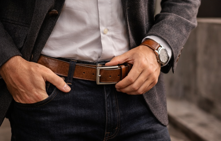 Cinturón | Casual | Cuero | Café