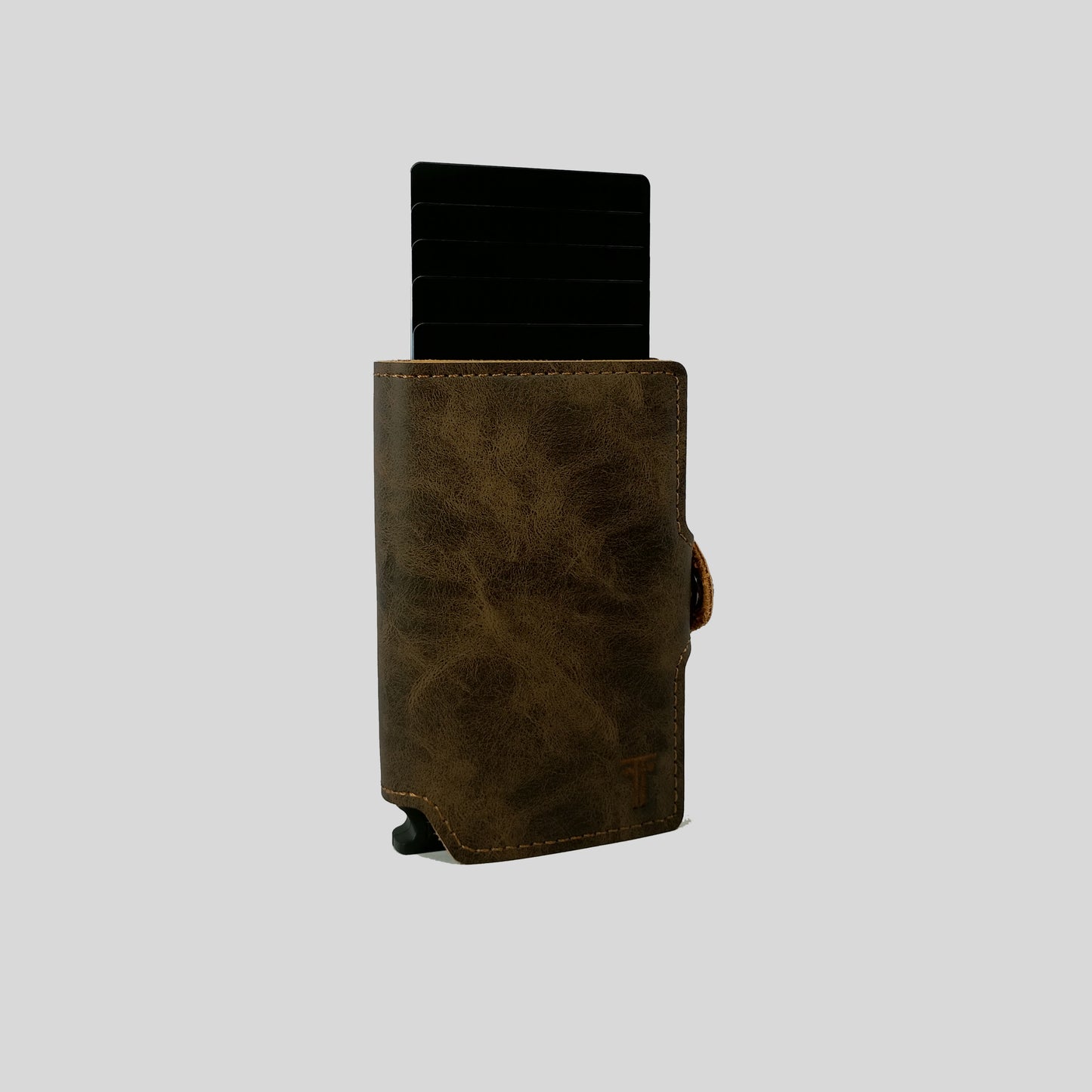 Billetera | Trifold Pop-up | Cuero Café | Anticlonación RFID