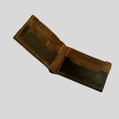 Billetera | Bifold | Cuero Graso Café | Carácter Firme | Minimalista