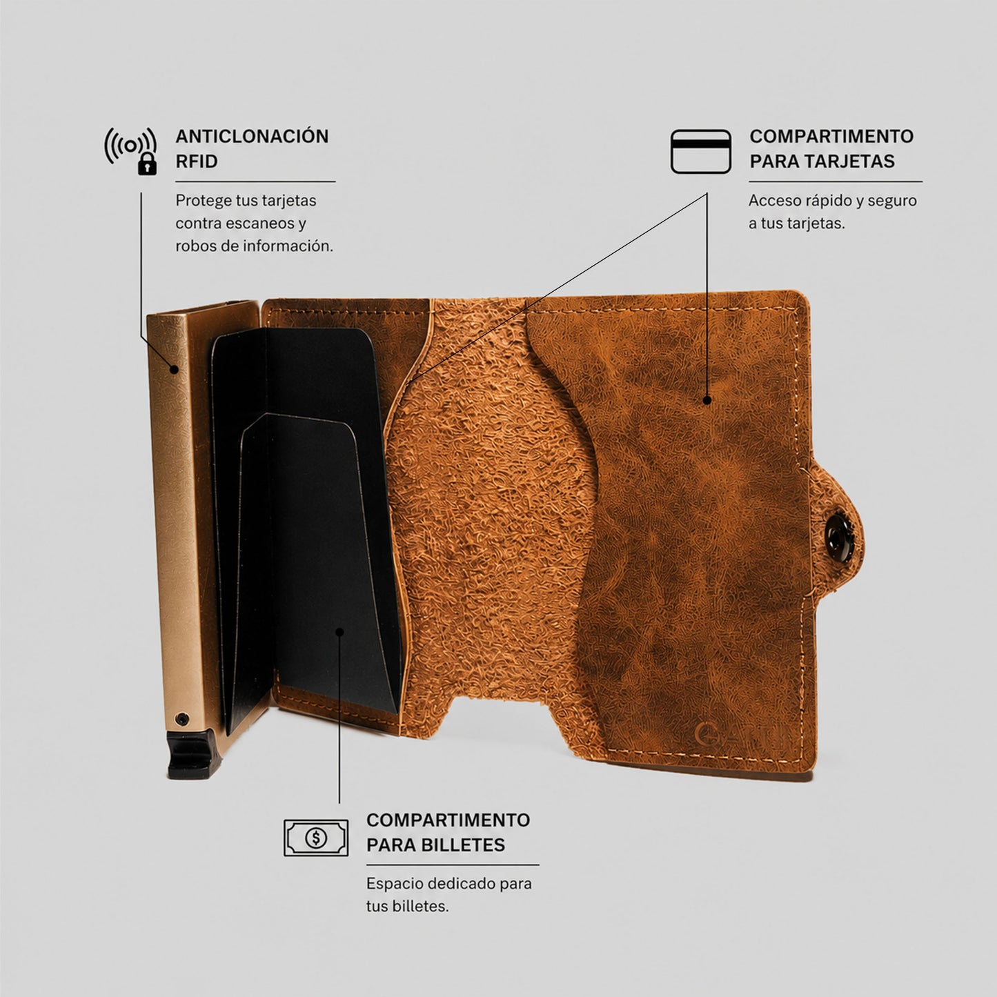 Billetera Cuero Genuino | Marrón | Presentación GATTII