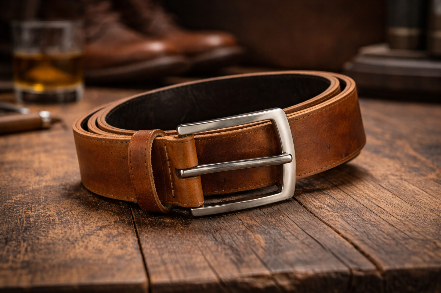 Cinturón | Casual | Cuero | Café