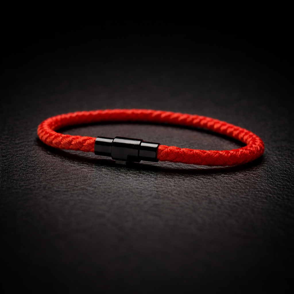 Pulsera | Hilo Trenzado Rojo | Estilo Náutico | Broche Magnético (19 cm)