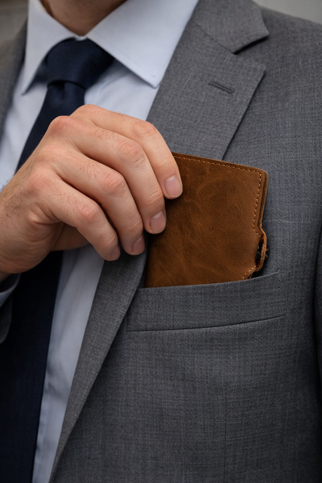 Billetera | Trifold Pop-up | Cuero Café | Anticlonación RFID