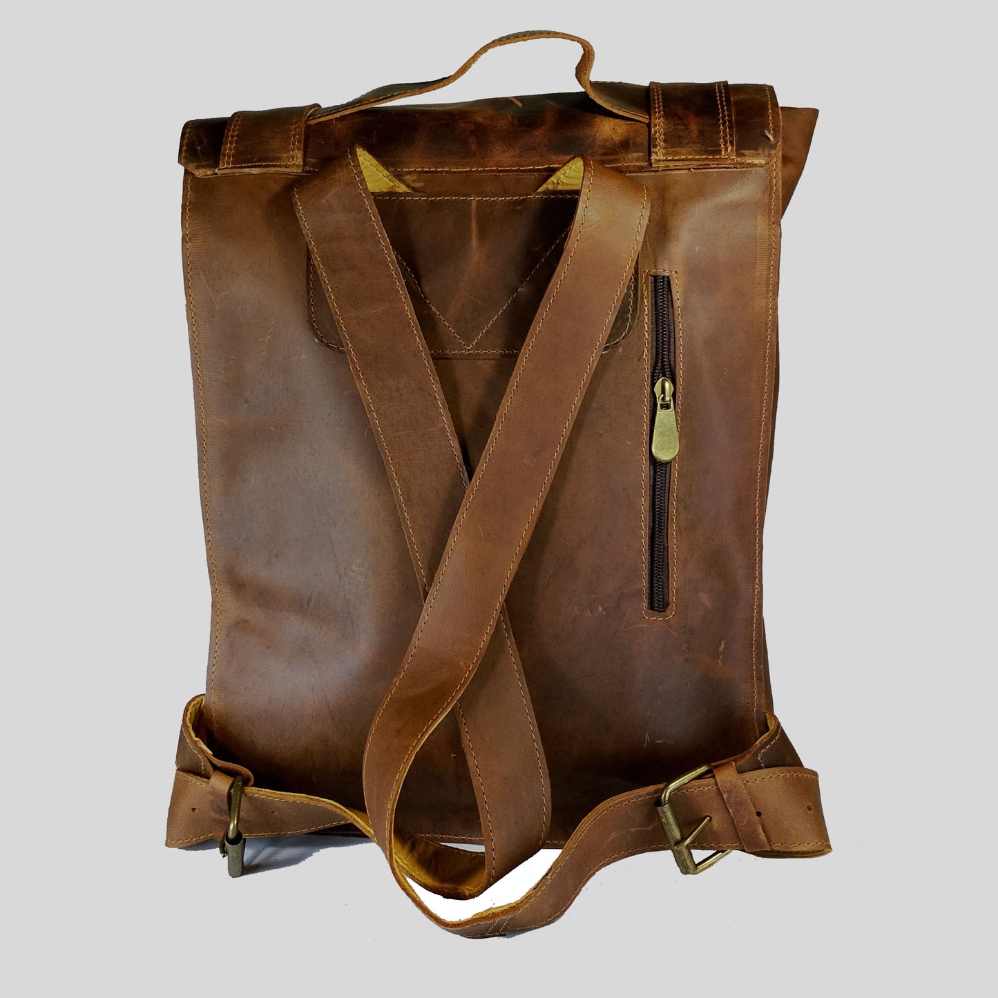 Mochila Legado de Cuero Graso Café | Rústica