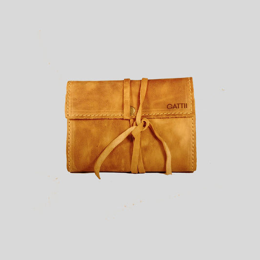 Estuche con Amarra | Juego de Naipes | Baraja Francesa/Inglesa | Cuero | Café Claro