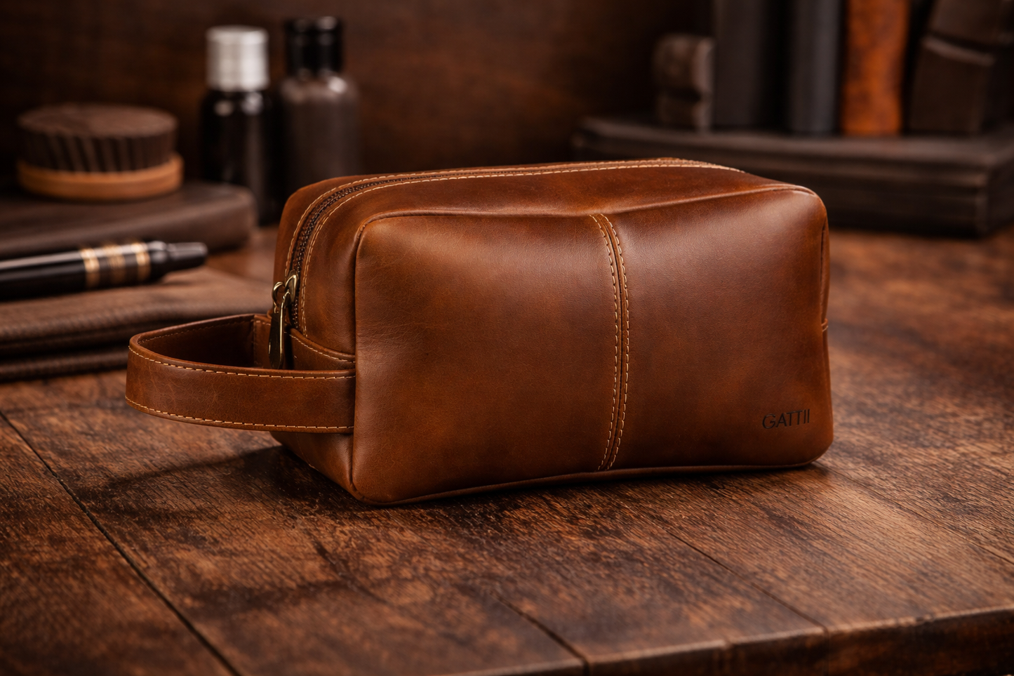 Neceser | Cuero | Café Claro | Minimalista