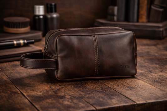 Neceser | Cuero Graso | Café Oscuro | Minimalista