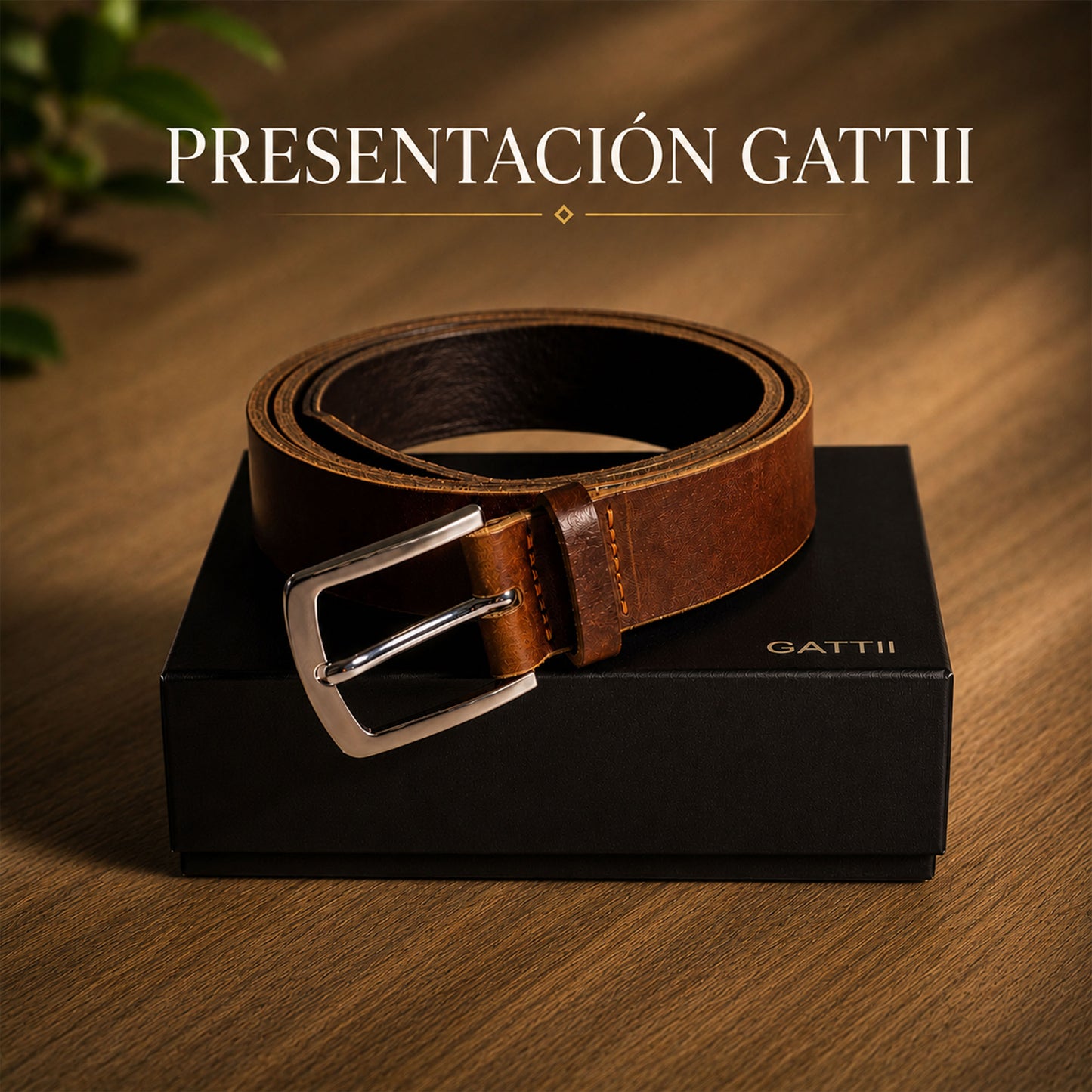 Cinturón | Cuero Genuino Café | Presentación GATTII