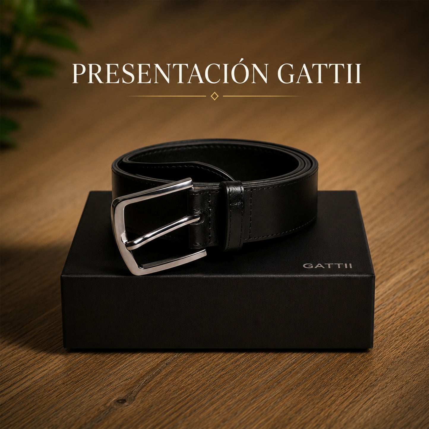 Cinturón | Cuero Genuino Negro | Presentación GATTII