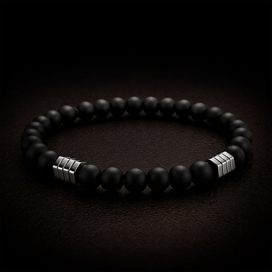 Pulsera | Piedra Ónix Brillante Elegante (Elástica)