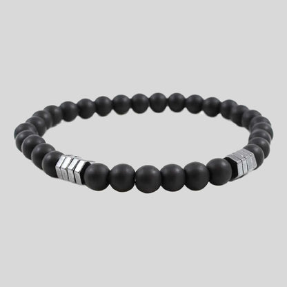 Pulsera | Piedra Ónix Brillante Elegante (Elástica)