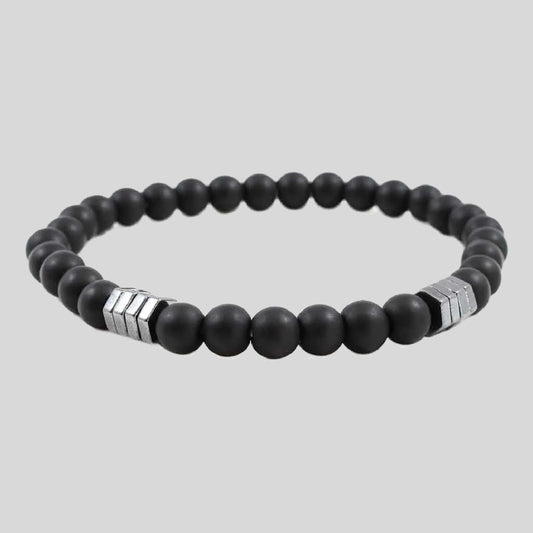 Pulsera | Piedra Ónix Brillante Elegante (Elástica)