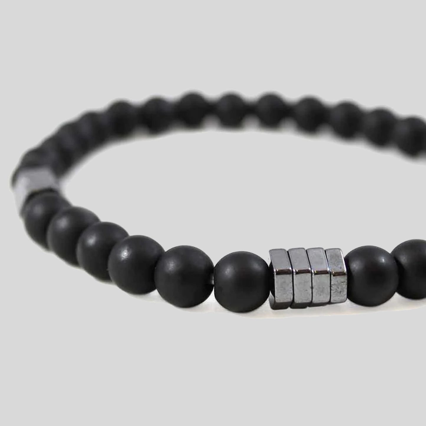 Pulsera | Piedra Ónix Brillante Elegante (Elástica)