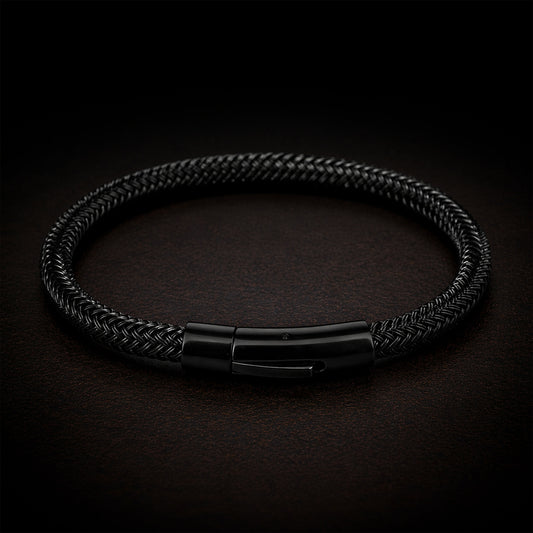 Pulsera | Acero Negro Trenzado | Broche a presión (21 y 18 cm)