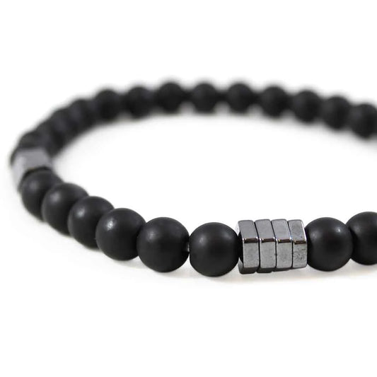 Pulsera de Hombre Piedra Ónix Brillante Elegante (Elástica)