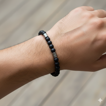 Pulsera | Piedra Ónix Brillante Elegante (Elástica)